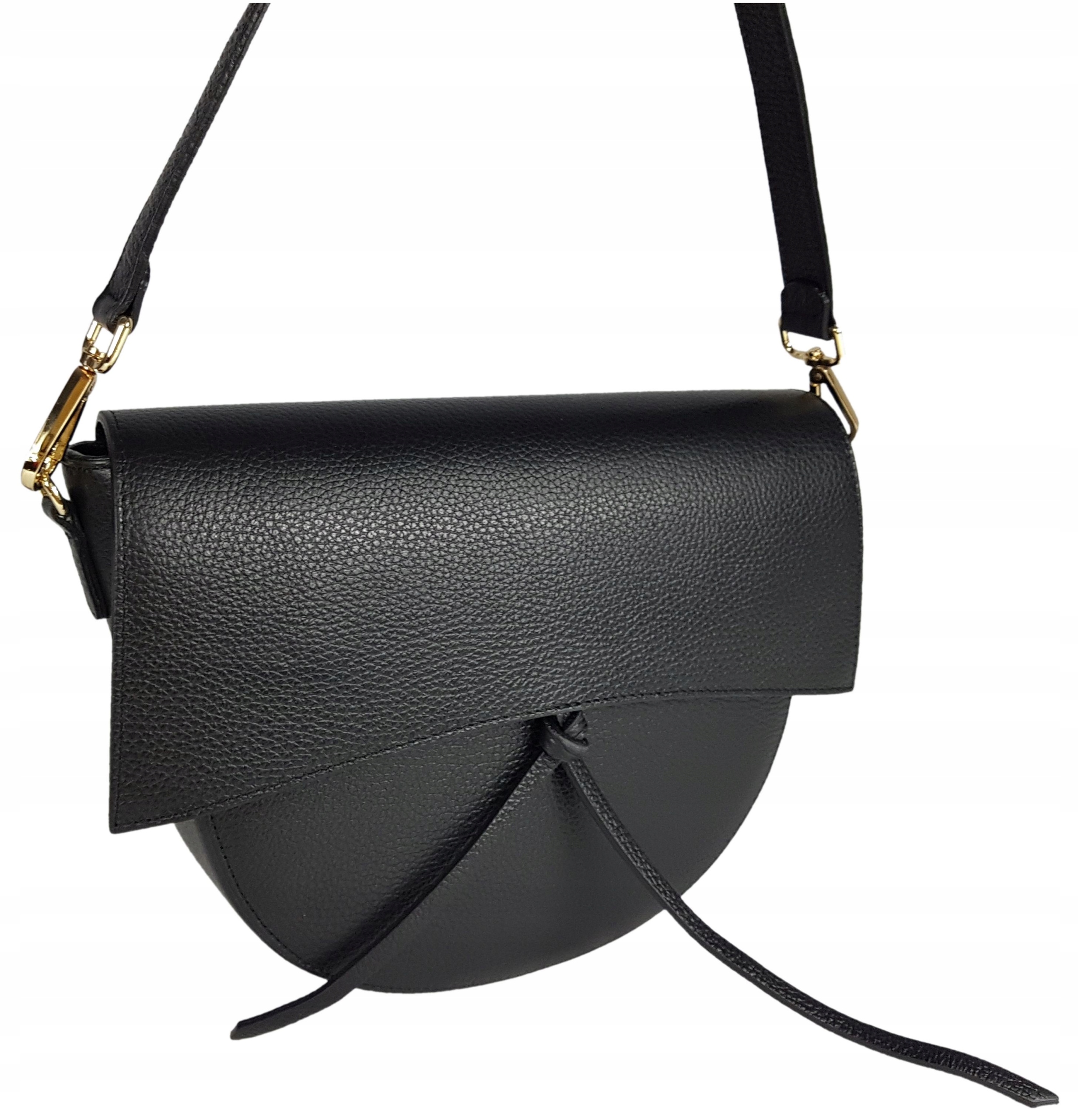 

Torebka skórzana Vera Pelle listonoszka czarna