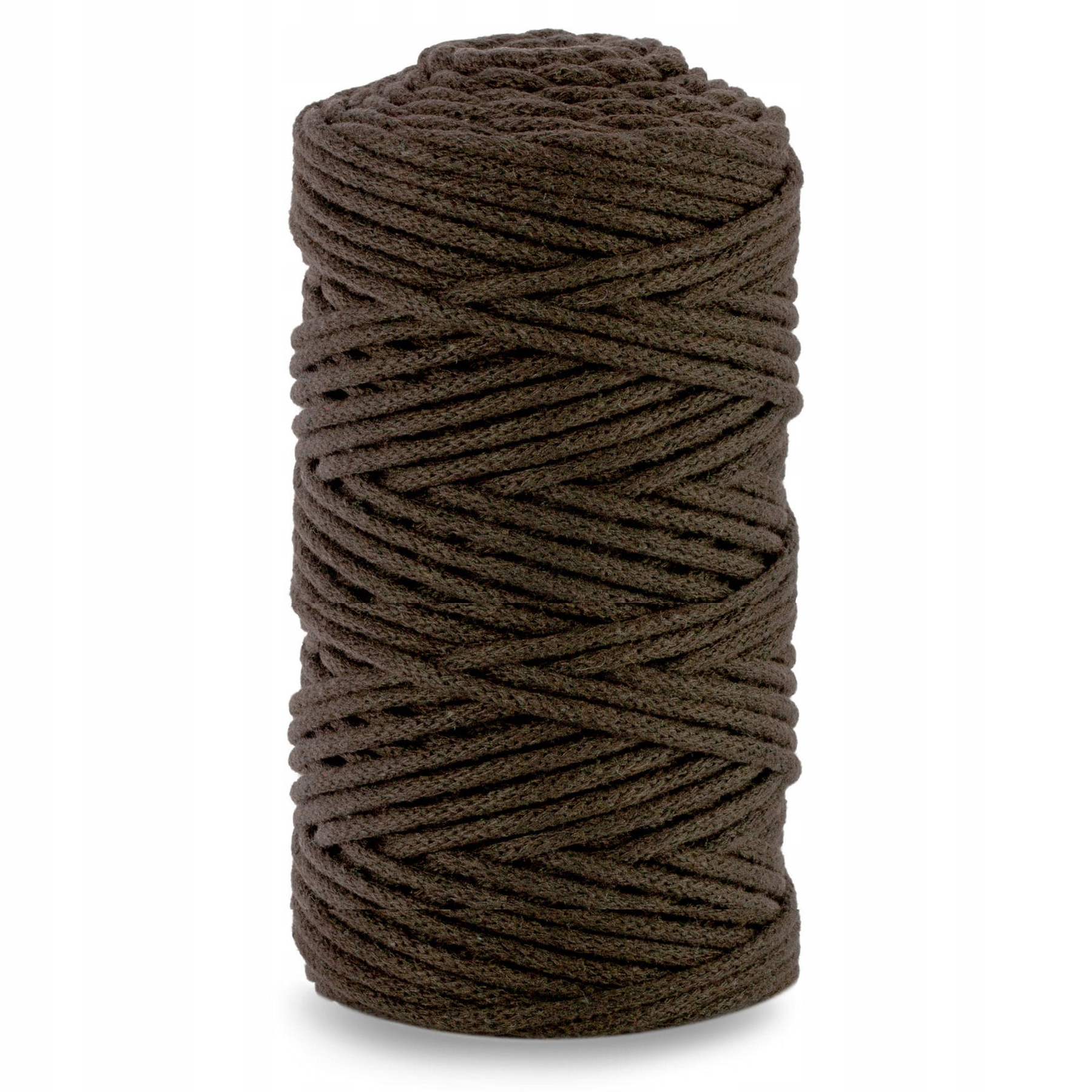 Sznurek bawełniany do makramy 3mm 100m PLECIONY Z RDZENIEM ciemny brąz