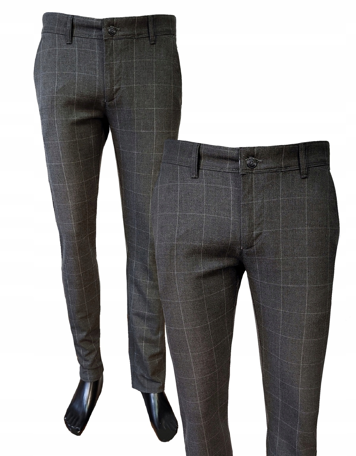 Elegantní společenské kalhoty casul Stalové Krata rovné nohavice 40