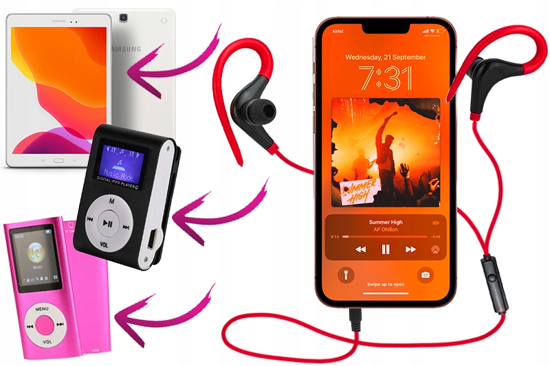 SŁUCHAWKI NA KABLU Z MIKROFONEM PILOTEM DOUSZNE DOKANAŁOWE ZAUSZNE SPORTOWE Model P180