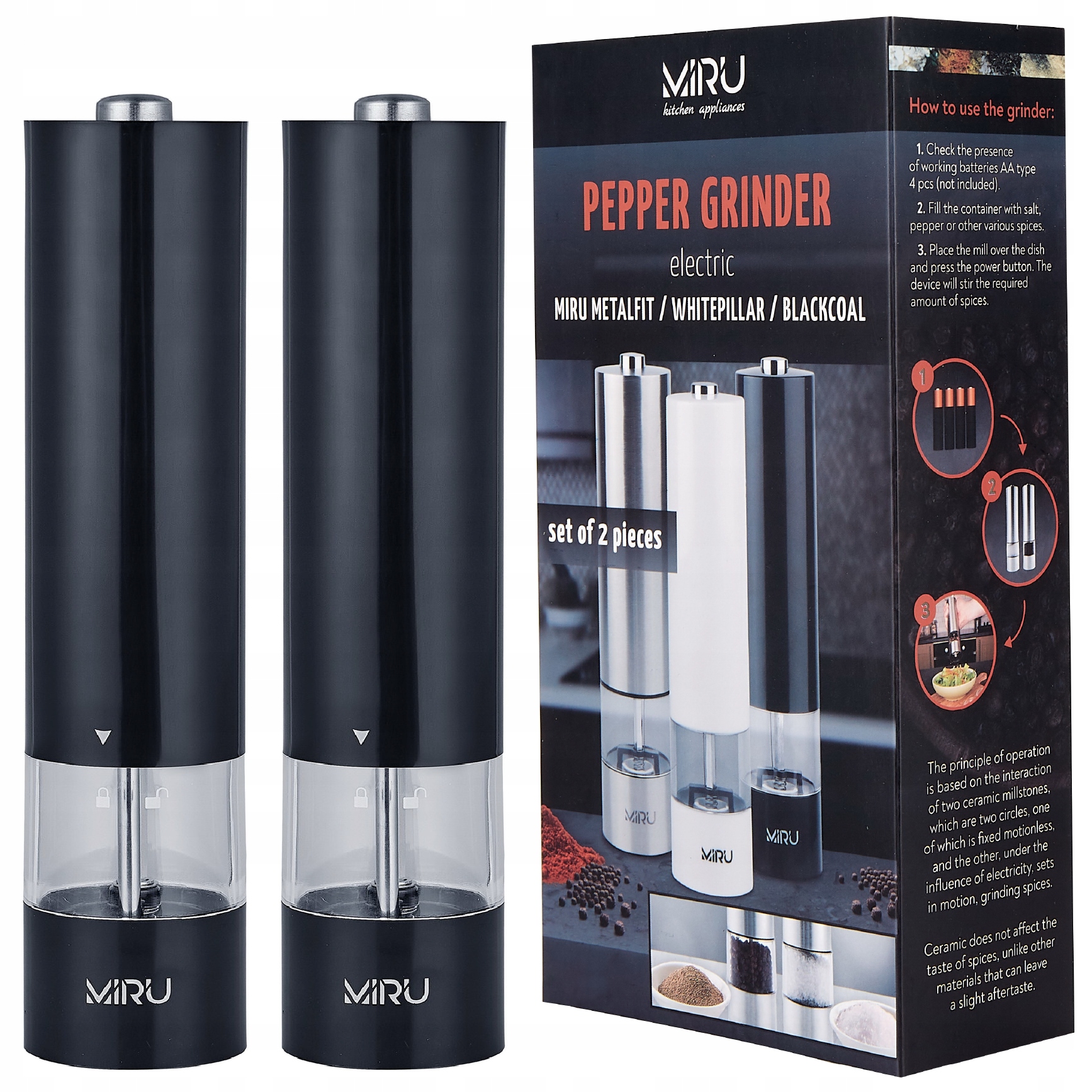 

Młynek Elektryczny Do Soli Pieprzu Zestaw 2 Sztuki