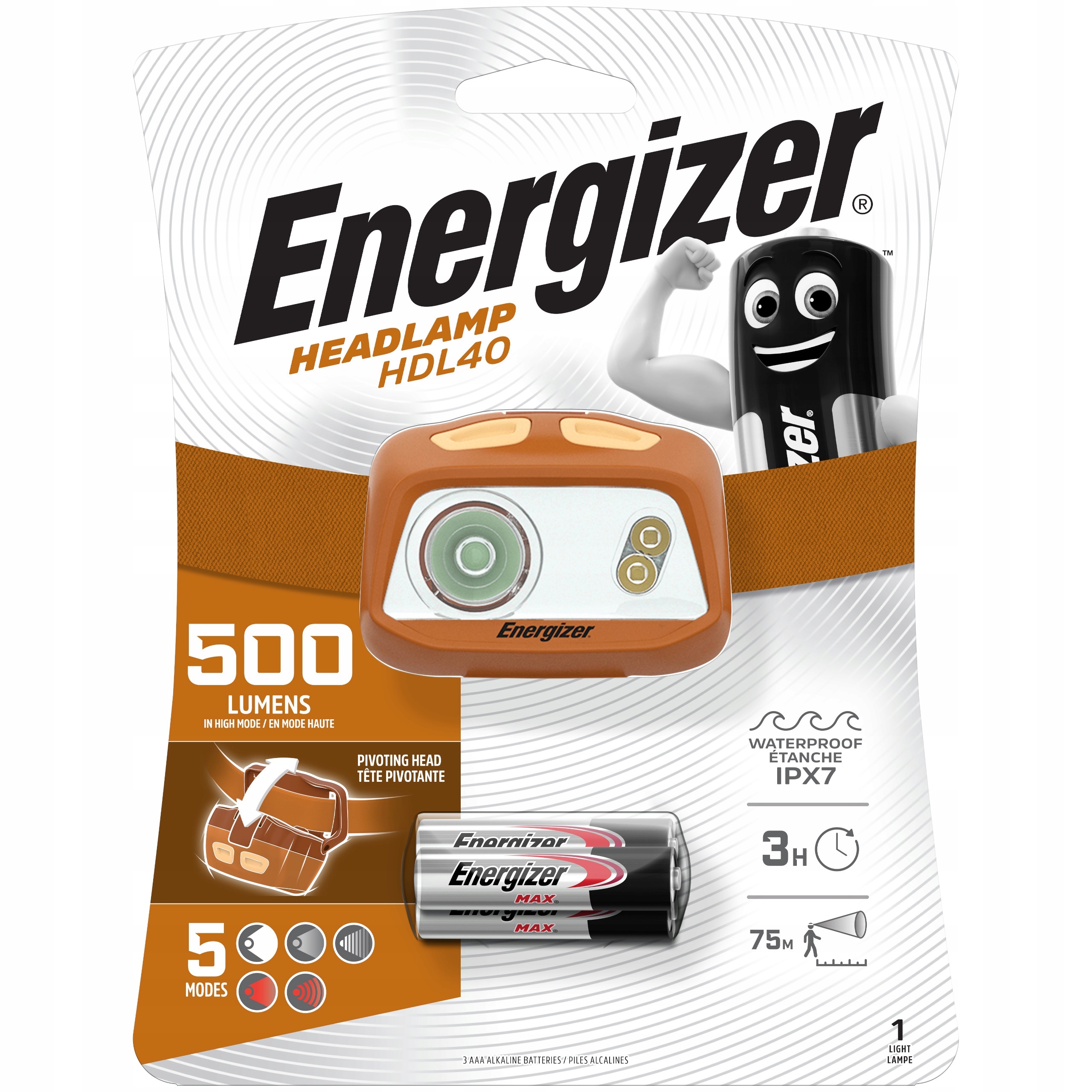 Latarka Czołowa Energizer Headlamp HDL40 3*AAA 500Lumens