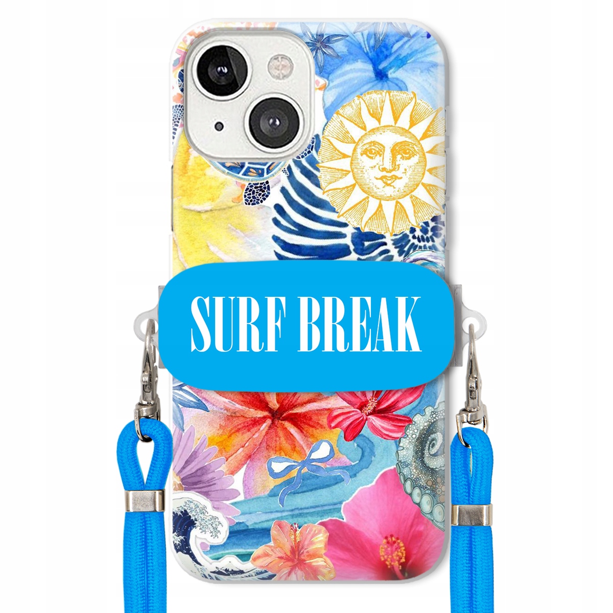 Puzdro pre iPHONE 13 Crossbody Blue Surf Break držiak na dovolenku