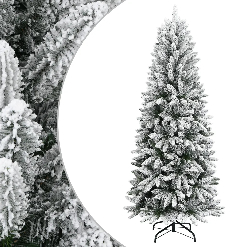 Umělý vánoční stromeček s bílým sněhem, 150 cm, bílo-zelený, konstrukce