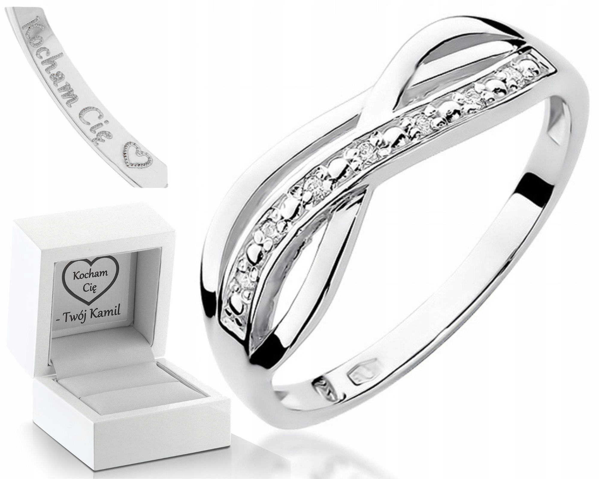 Prstýnek Bílé Zlato Brilianty Gravírování Bonus Zlato Jako Dárek