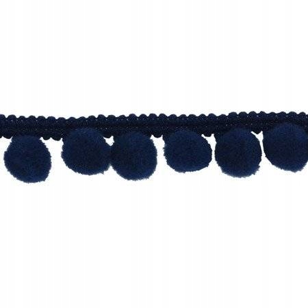 Páska s bambulkami 20mm Bambule 10mm 90ks/1m na zdobení námořnicky modré 22m