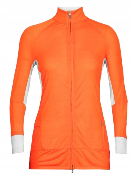 Icebreaker Oranžová Vlněná Halenka S Dlouhým Rukávem A Zipem