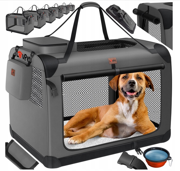 Levně Přepravka Pro Psa Kočku Antracit 3XL 69 cm x 102 cm 69 cm
