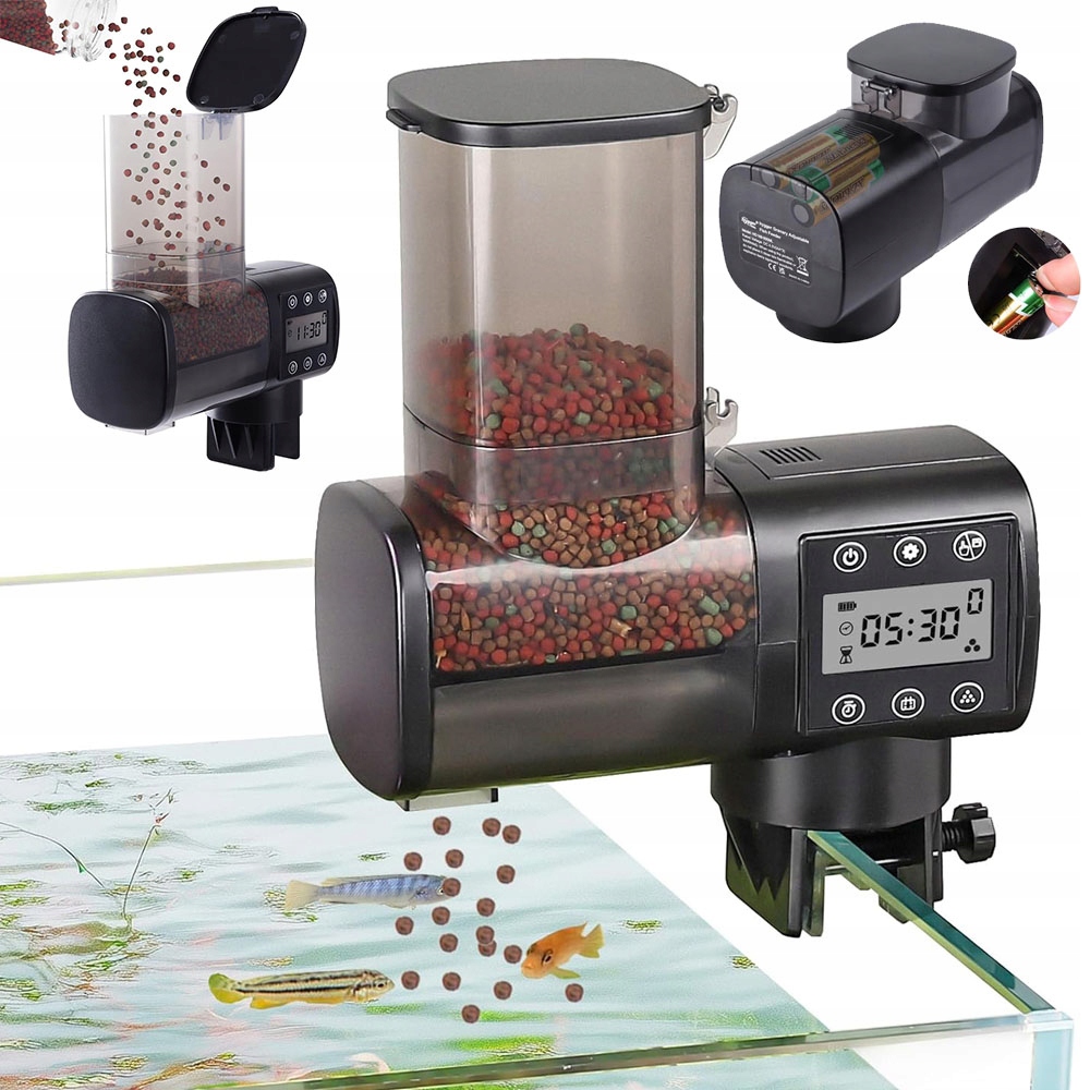 Levně 500 ml Automatické krmítko s LCD 6x denně pro akvárium s klipem