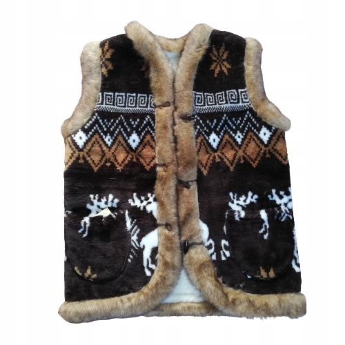 Vlněná vesta Hrubá s kožíškem Teplá dámská pánská Vesta vel. 46