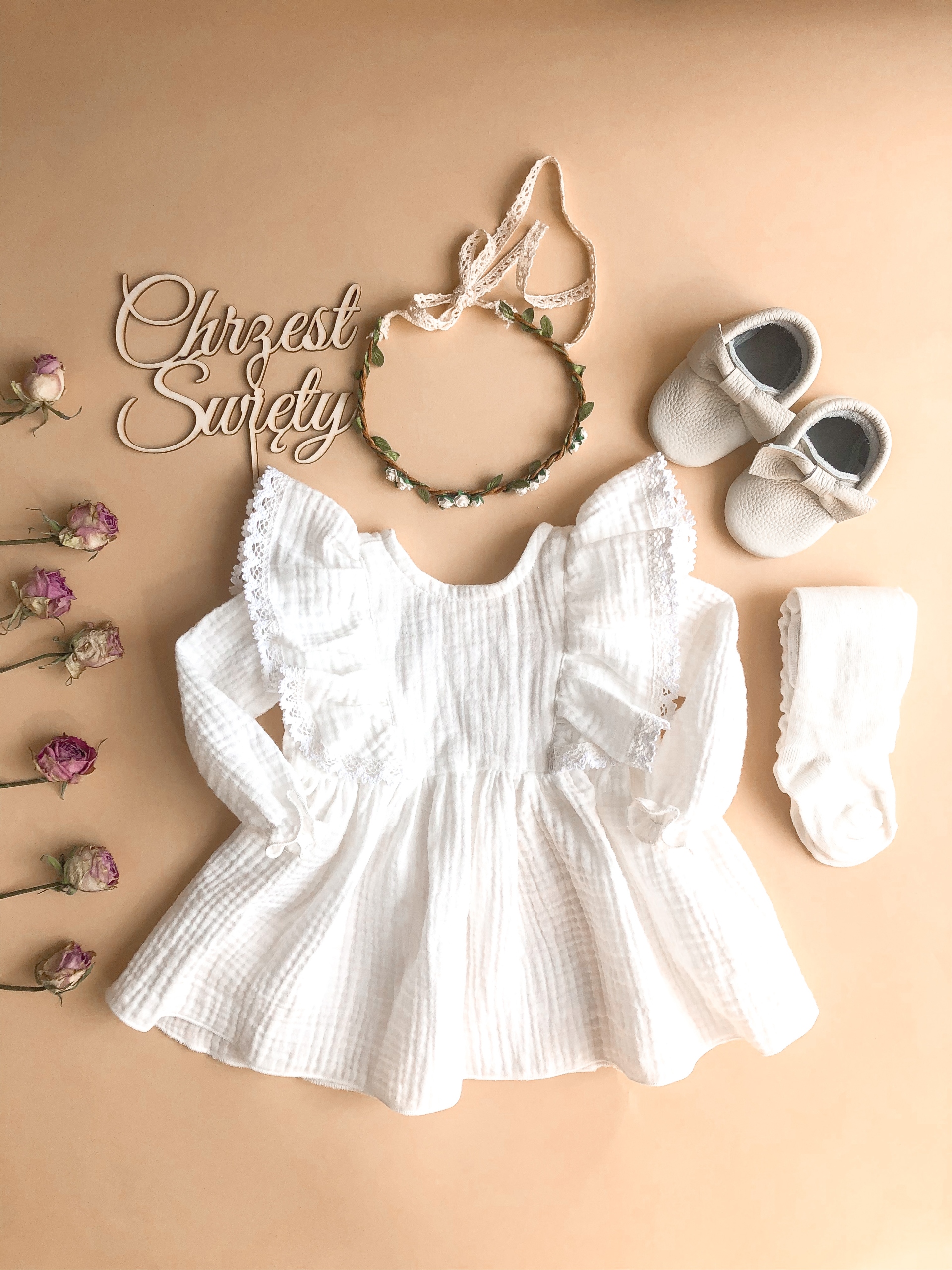 Sukienka do Chrztu Sukienka na Chrzest Boho Sukienka Muślinowa 68 Marka Inna marka