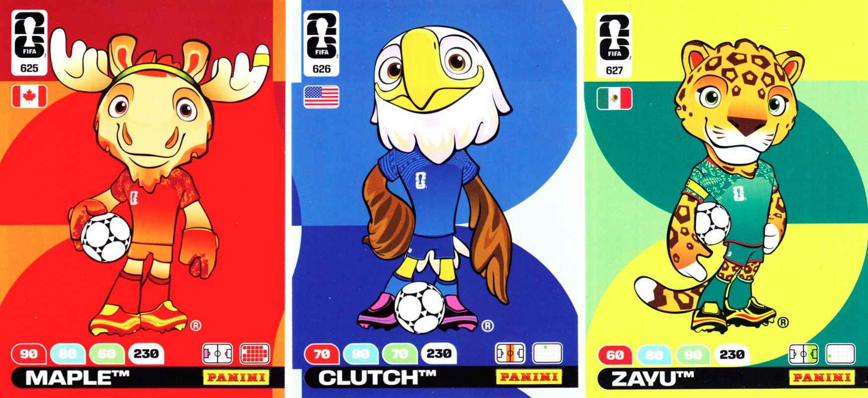 Panini Fifa World Cup 2026 Panini zestaw komplet 3x Maskotka 625 626 627
