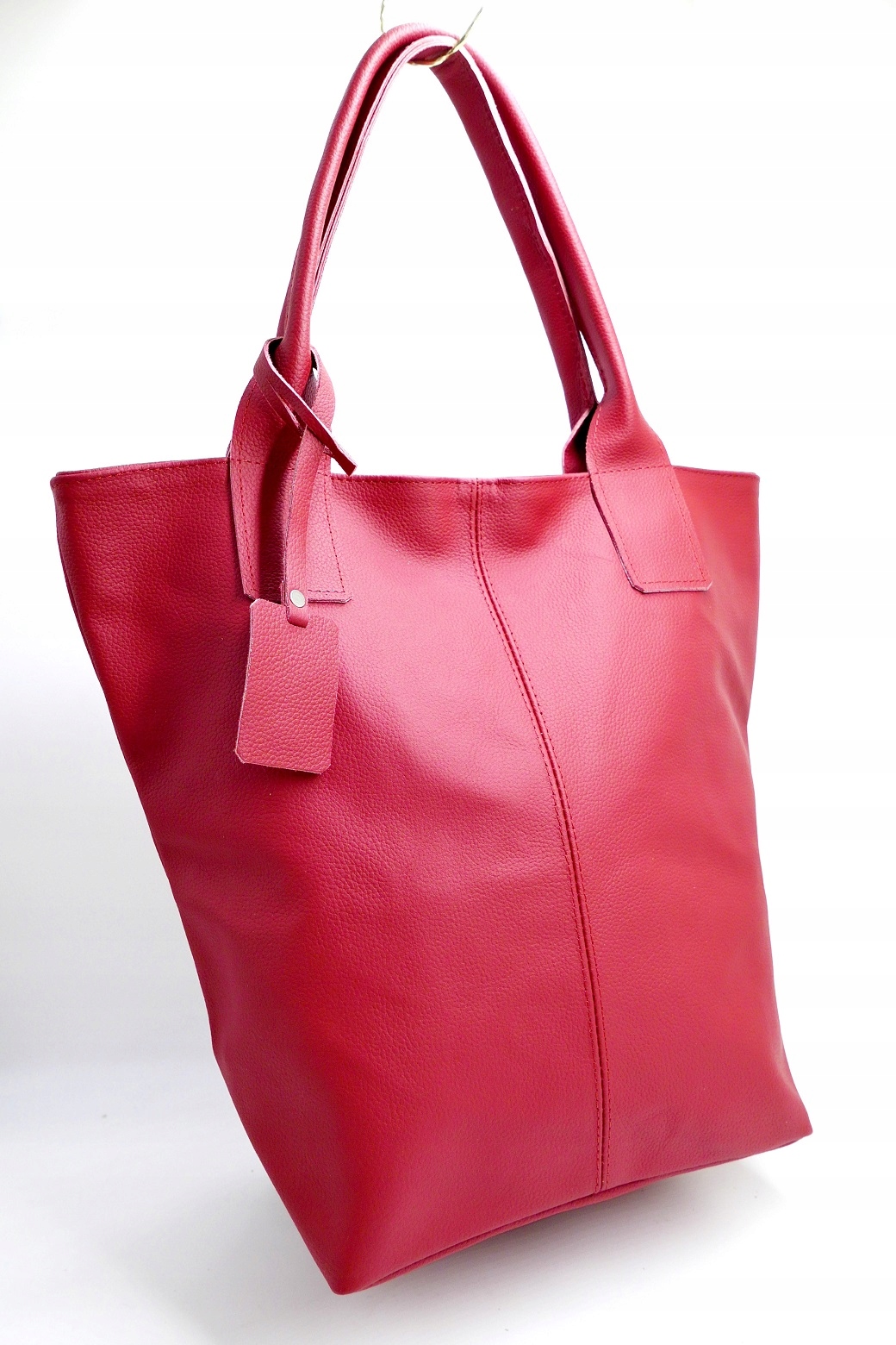 TOREBKA shopper 100% SKÓRA na zamek A4 CZERWONA Marka inna