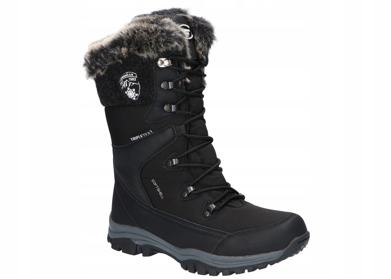 American Club SN36 Zateplené Kozačky Sněhule Dámské Zimní Boty Černé 38