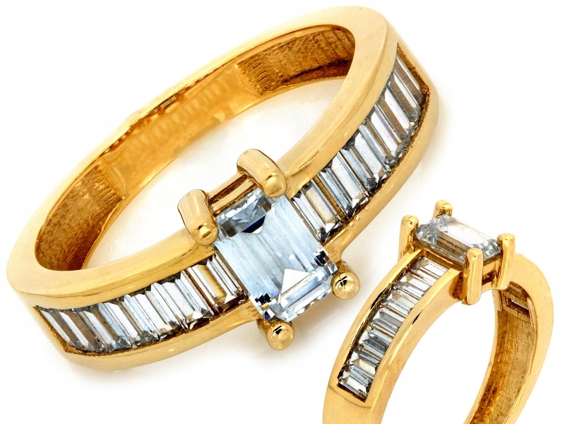 Prstýnek 585 zlatý s očkem zirkony bagety nadčasový dárek r17