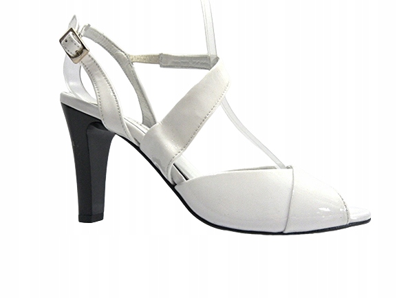 Bílé lodičky s tlustým podpatkem, kůže Szydłowski 37 B