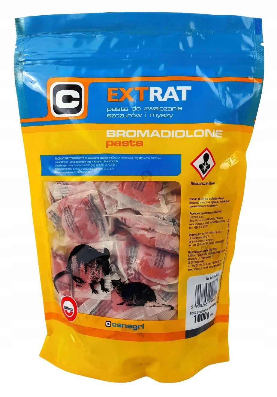 Can Agri, Extrat, trutka na gryzonie, bromadiolon, pasta, 3 kg