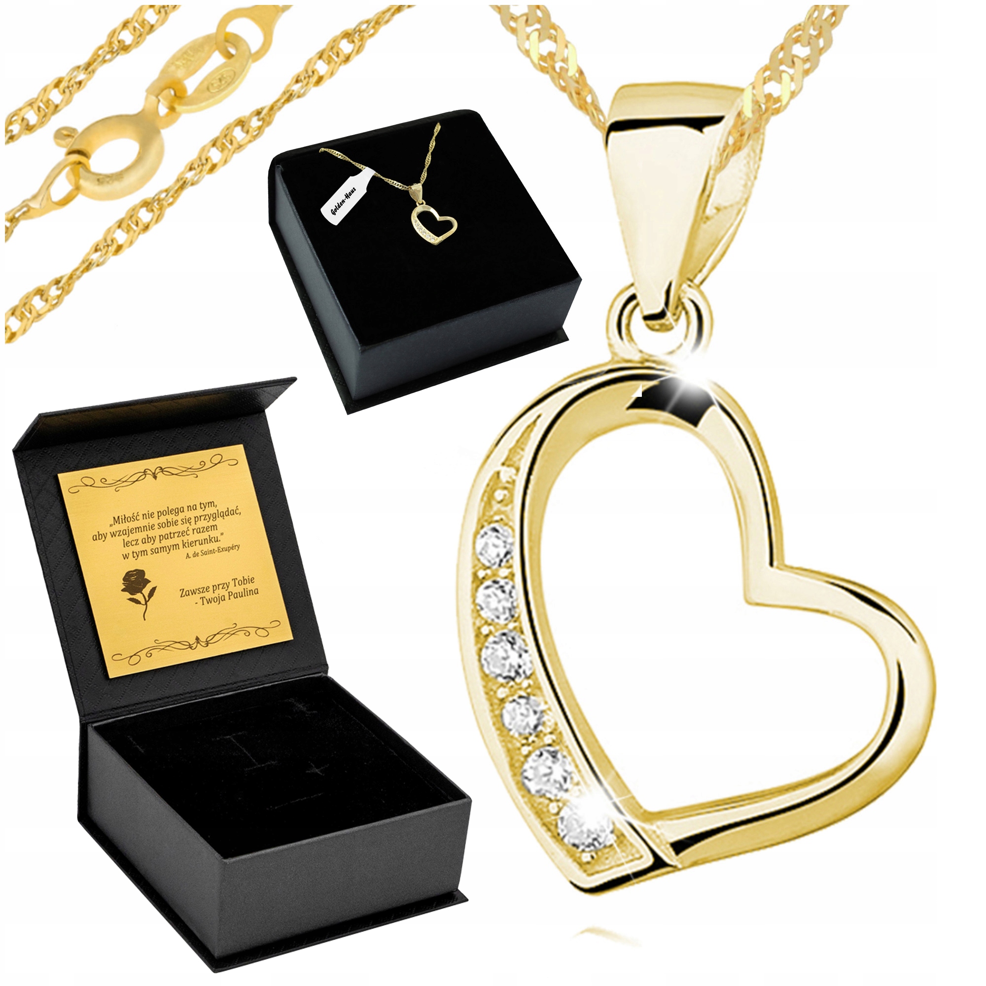 Elegantní Zlatý Dámský Řetízek Singapur Srdce Jako Dárek Gravírování