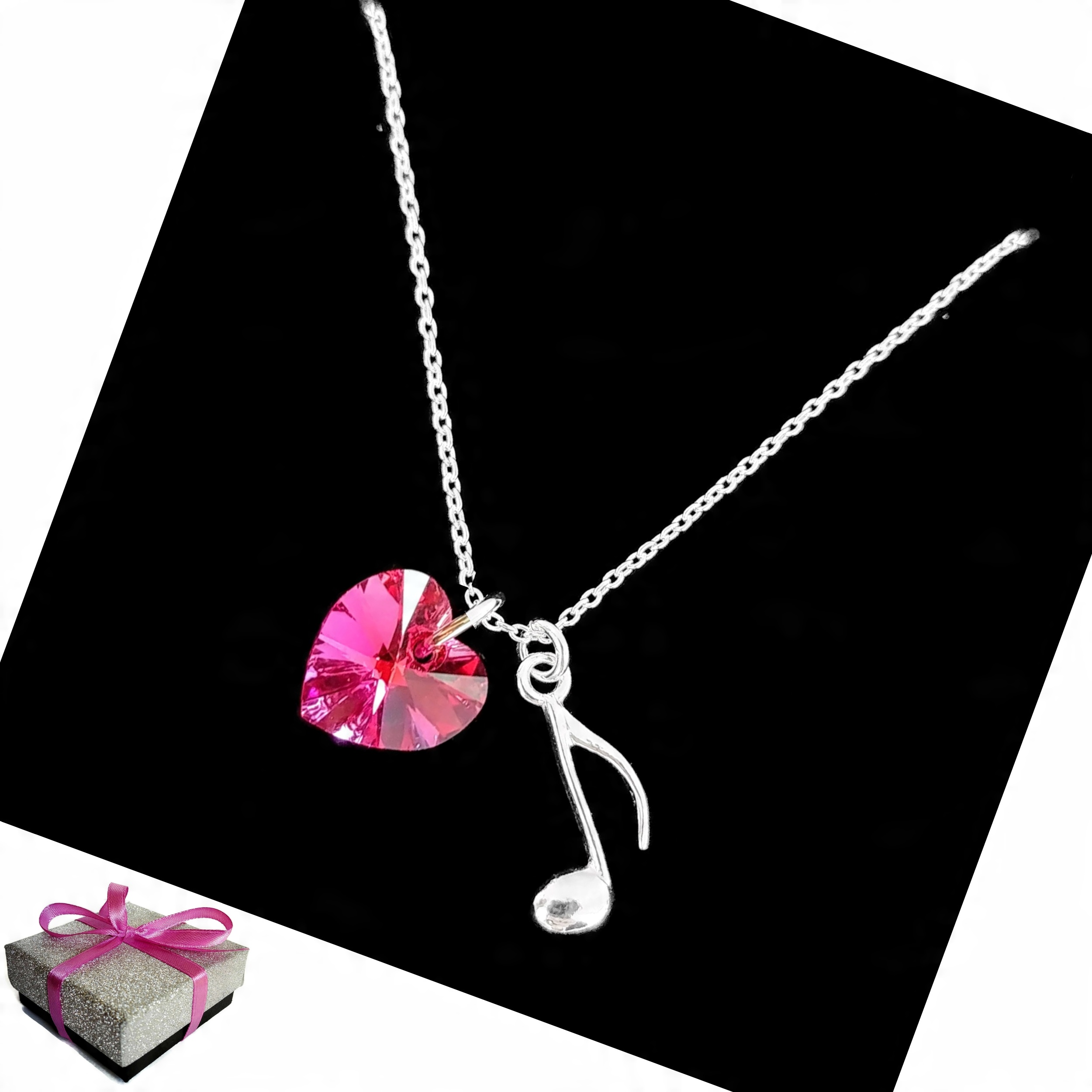 

Naszyjnik Nutka Nuta Muzyka + Swarovski Srebro 925