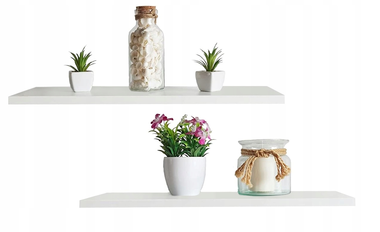 Półka ścienna samowisząca 2 szt Biel Alpejska