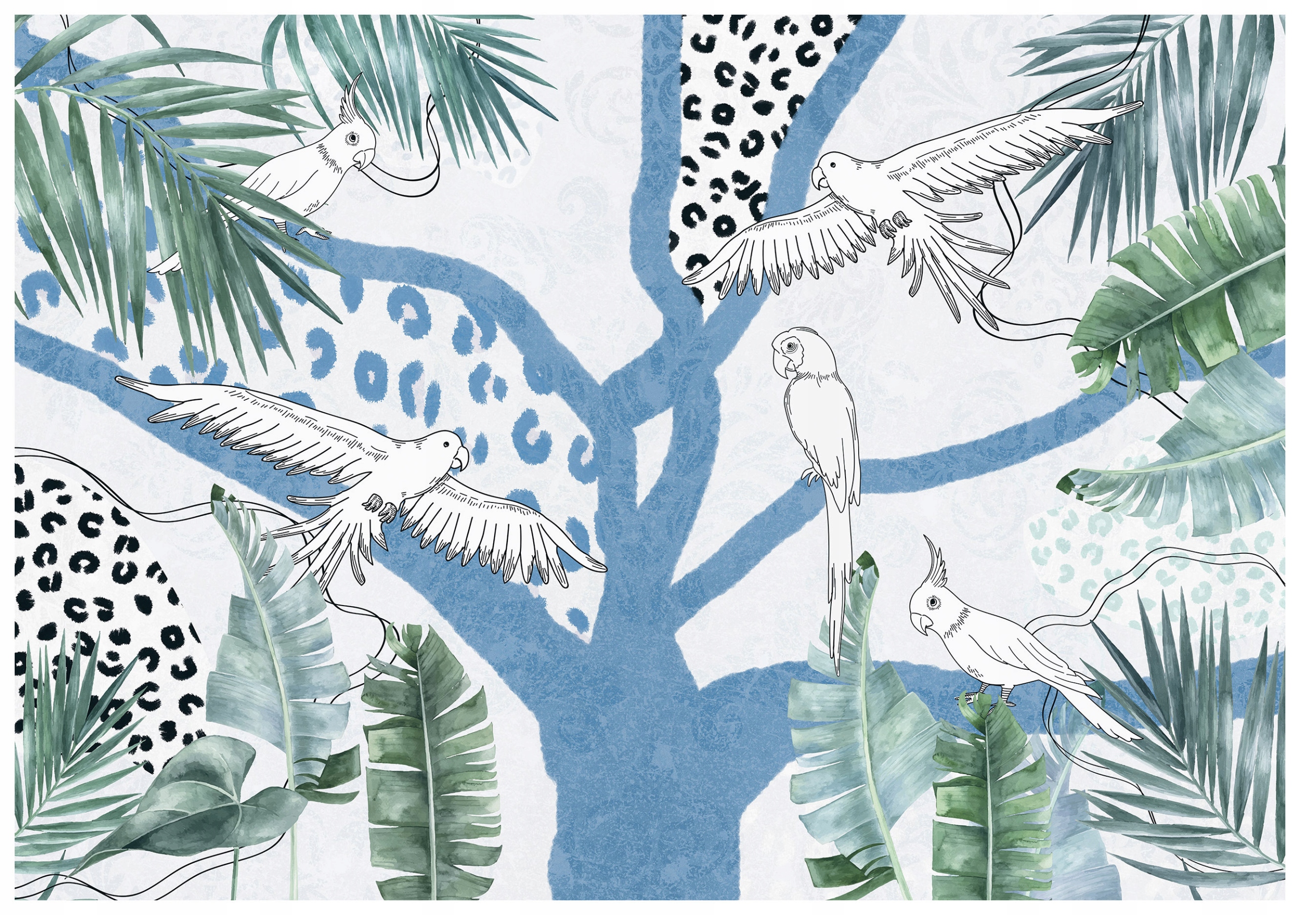 Fototapeta Papoušci tropické obrysy vinylová 368x254 do obývacího pokoje lepidlo