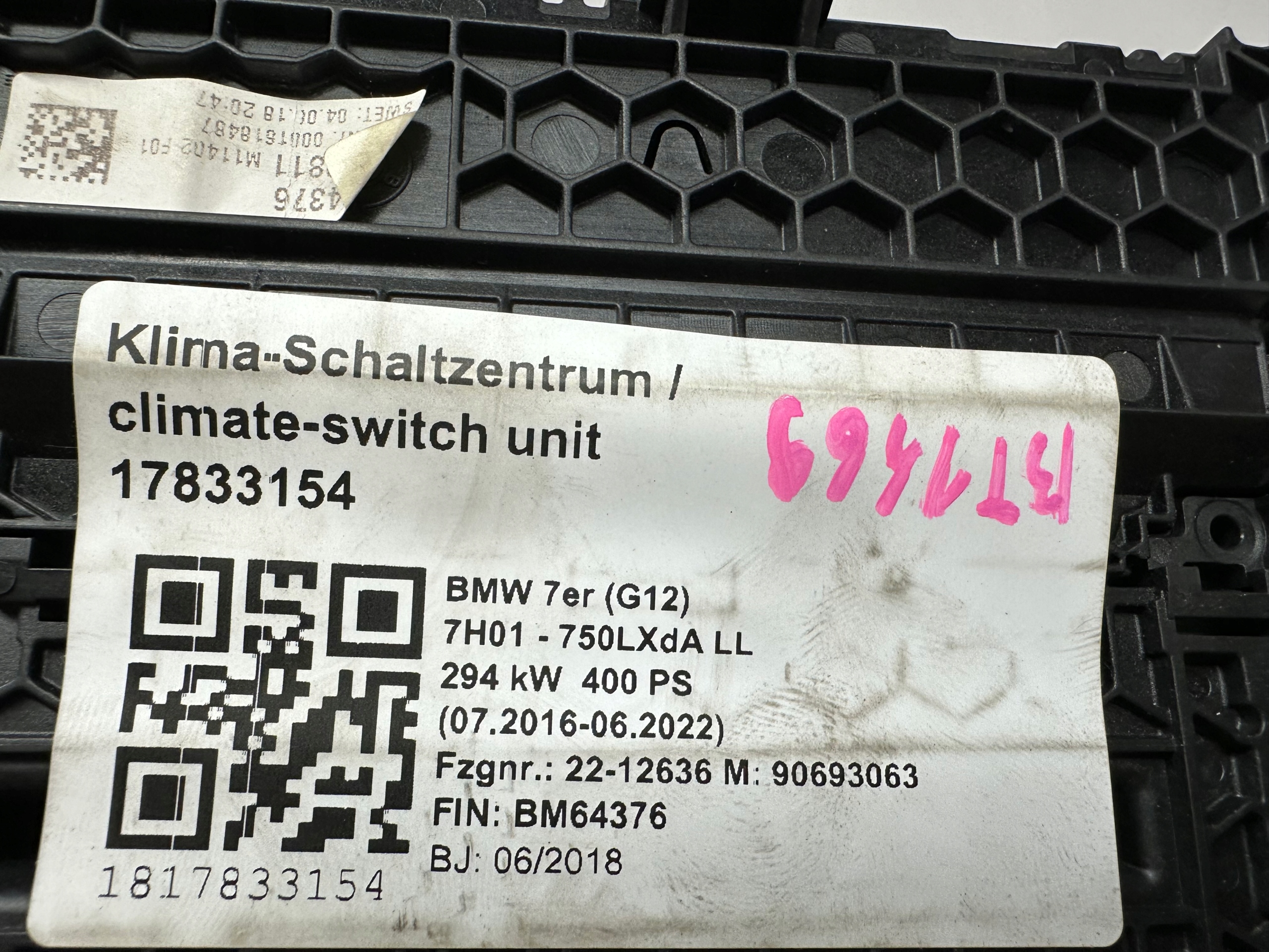 BMW 7 G11 G12 Unite commande clima Avant CERAMIKA 6993475
