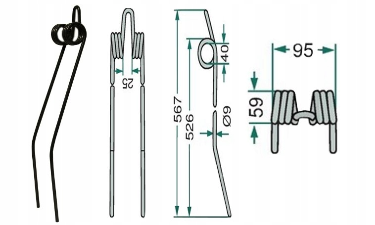 

Palec zgrabiarki pokosowej 95x567 Deutz-Fahr Ks 90