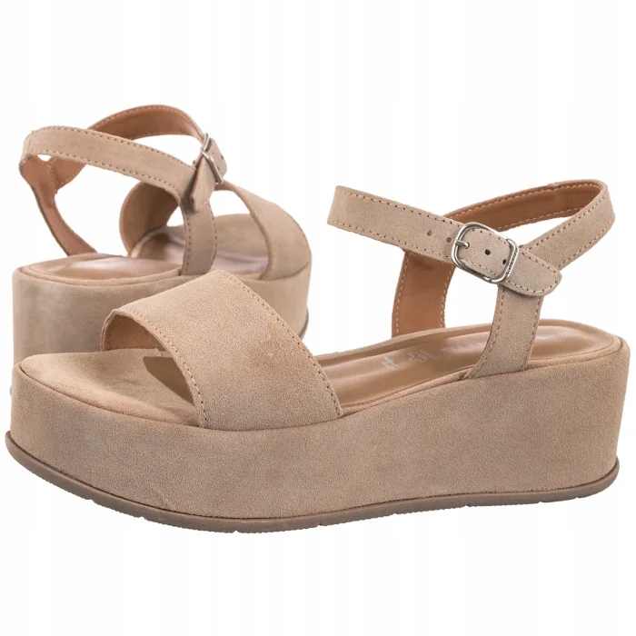 Dámské sandály Koturny Tamaris Béžové 1-28020-42 419 Ivory Suede
