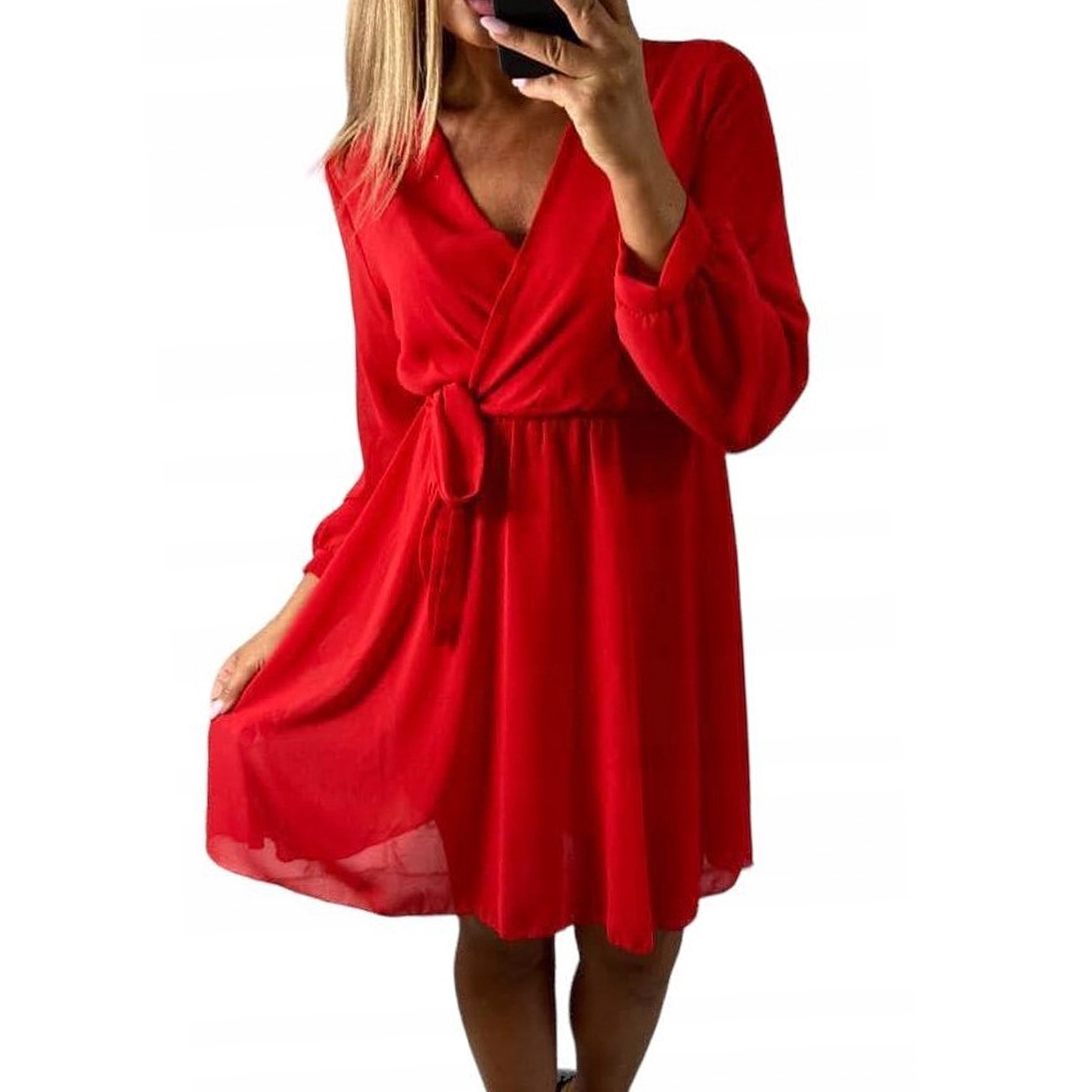 V954 Elegantní Šaty Perla Červená vel. 38 (M)
