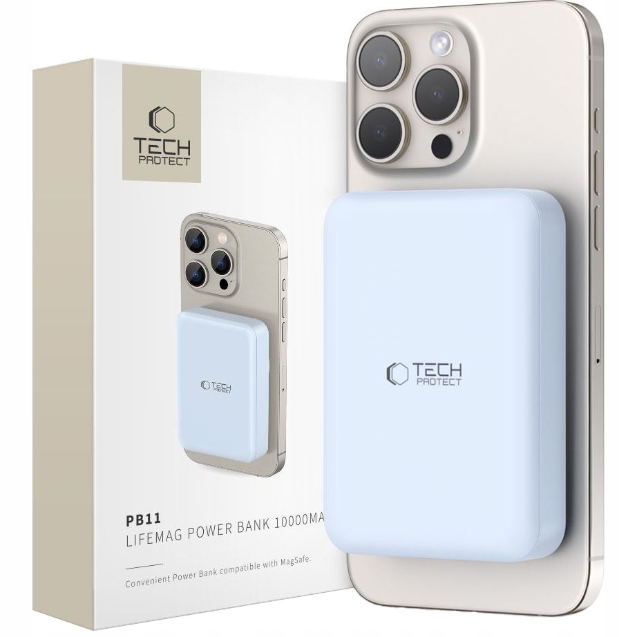 Powerbank indukcyjny, z kablem Usb-c, MagSafe, 10000mAh 15W Tech-Protect