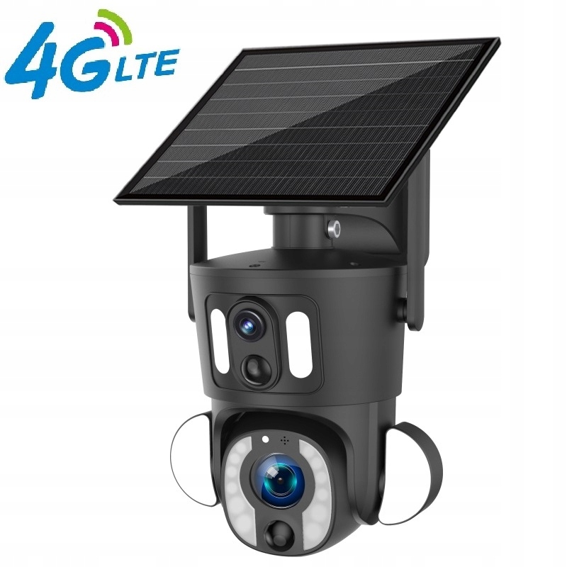 Solární Otočná Kamera S Led Lampou 10X Optický Zoom Na Sim Kartu Gsm 4G