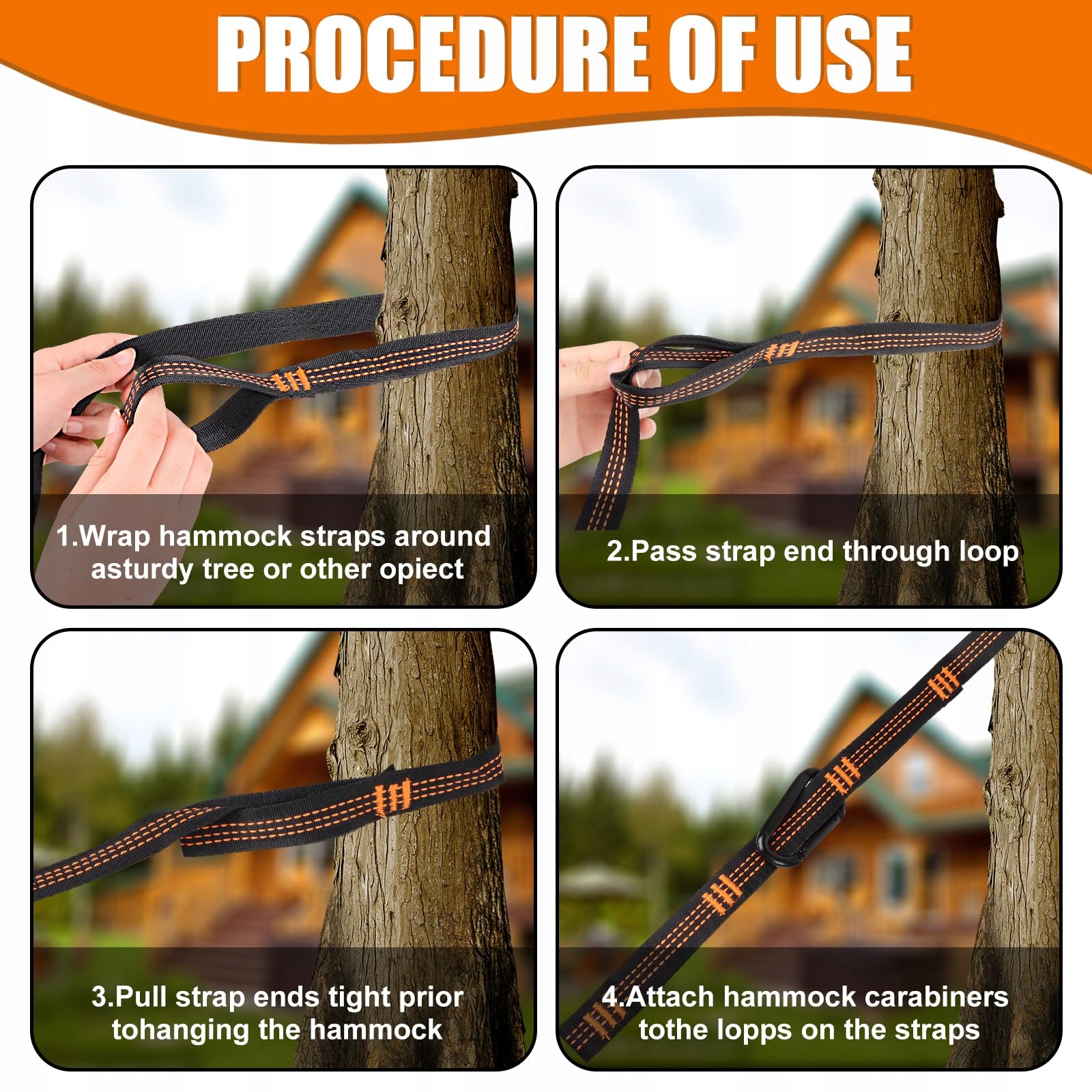 Zestaw Mocujący Do Hamaków Z Karabińczykami Na Camping Outdoor 2szt BOHRMA — miniatura 6