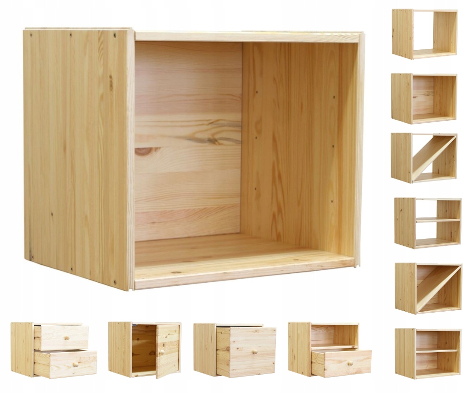 Dřevěný regál Modulární regál Uzavřená police Nábytek Modulární regál s policí