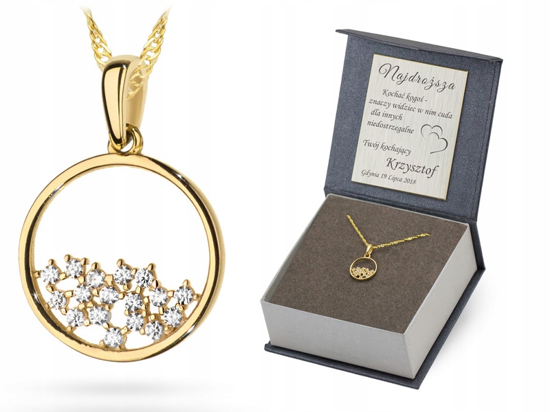 Zlatý Náhrdelník 585 Celebrita se Zirkony Gravírování