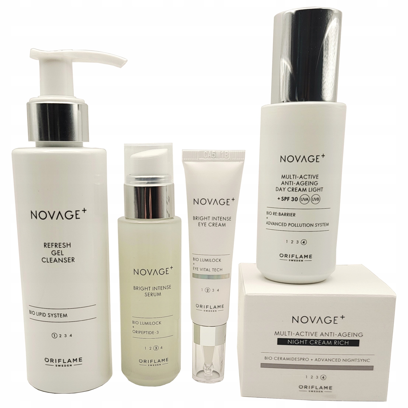 Oriflame Zestaw kosmetyków do twarzy NovAge+ Bright Intense 5 produktów