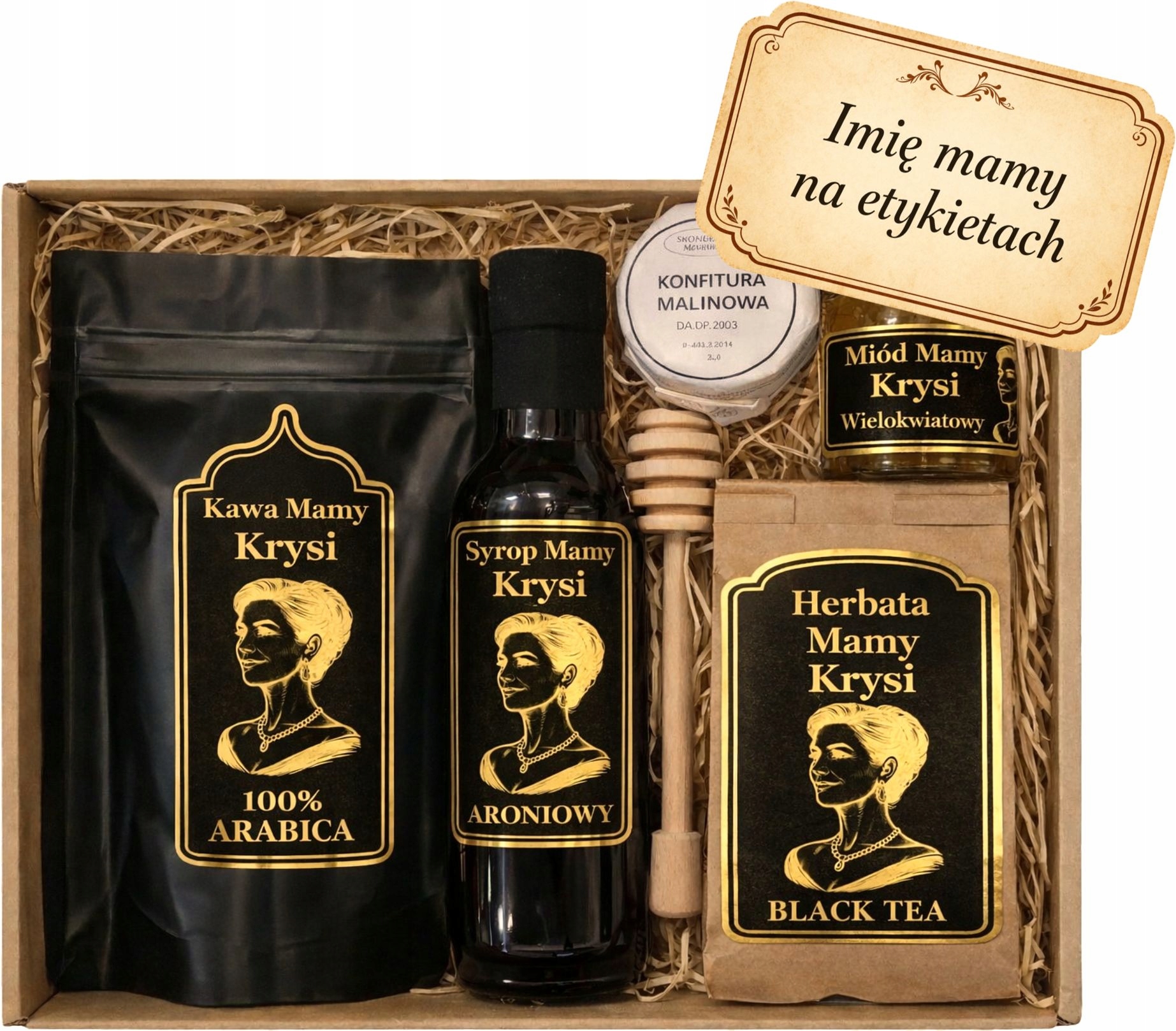 Zestaw Prezentowy Dzień Mamy Kawa Herbata Syrop Miód Konfitura