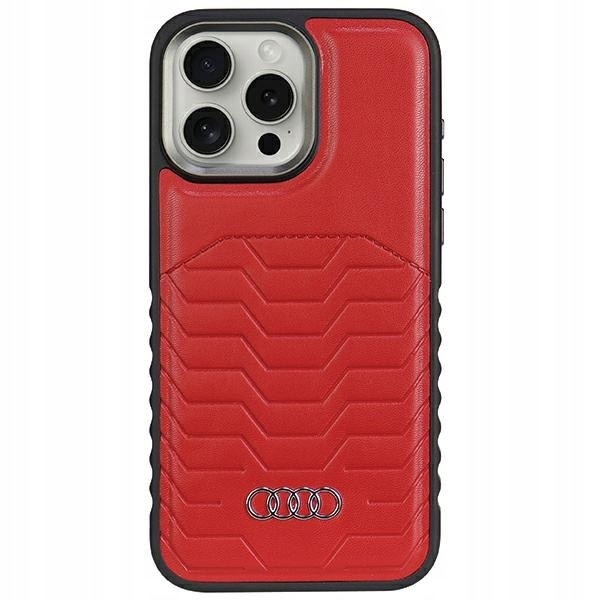 Audi Synthetic Leather MagSafe iPhone 15 Pro 6.1" czerwony/red hardcas