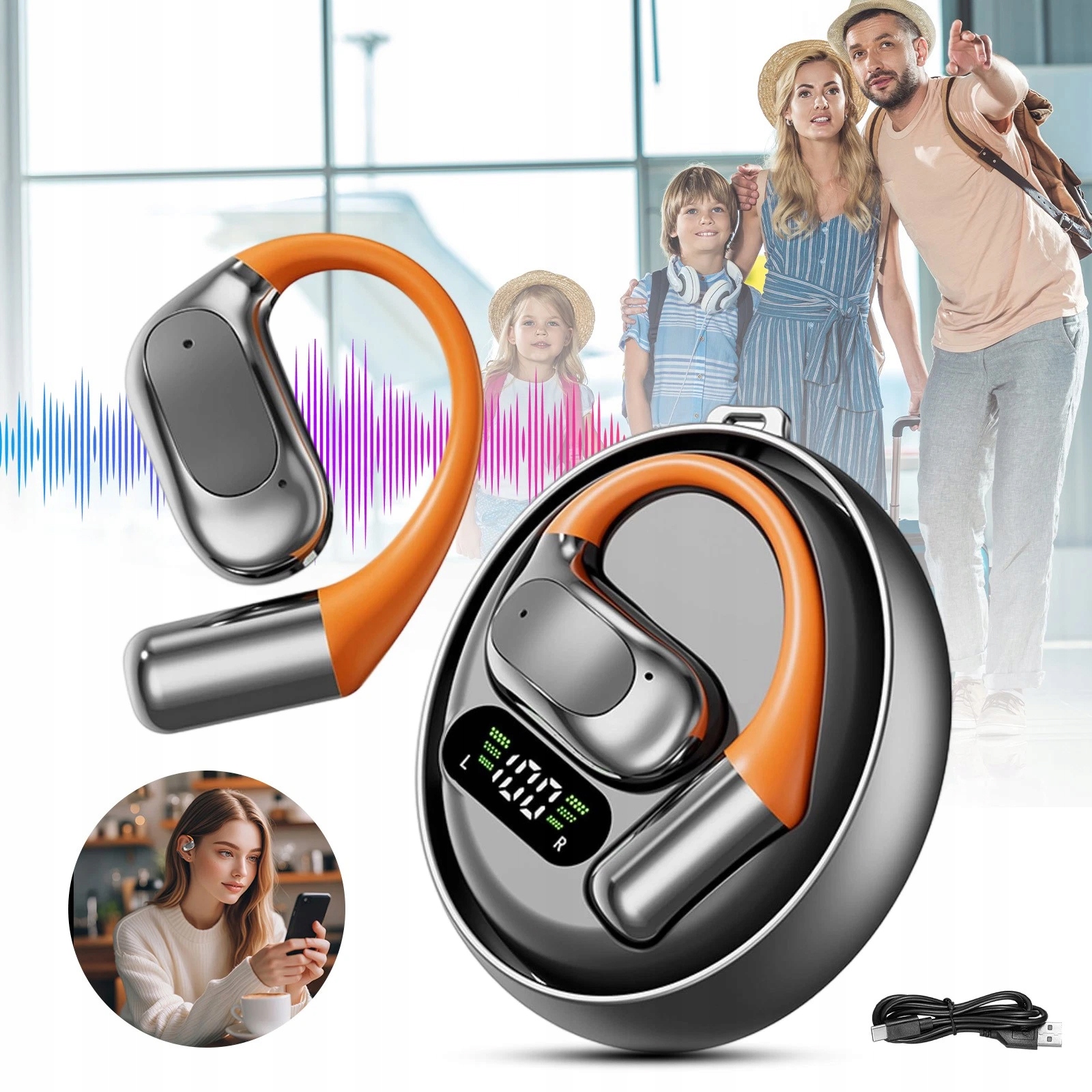 Tłumacz Językowy Słuchawki Tłumaczące 3W1 Z Funkcją Ai Bezprzewodowe Muzyka