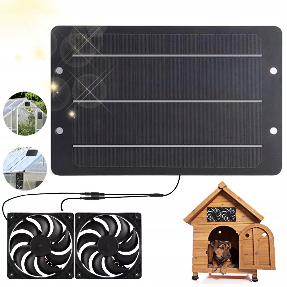 Zestaw 2 Wentylatorów Wyciągowy Panel Solarny Wodoodporność 12V 10W