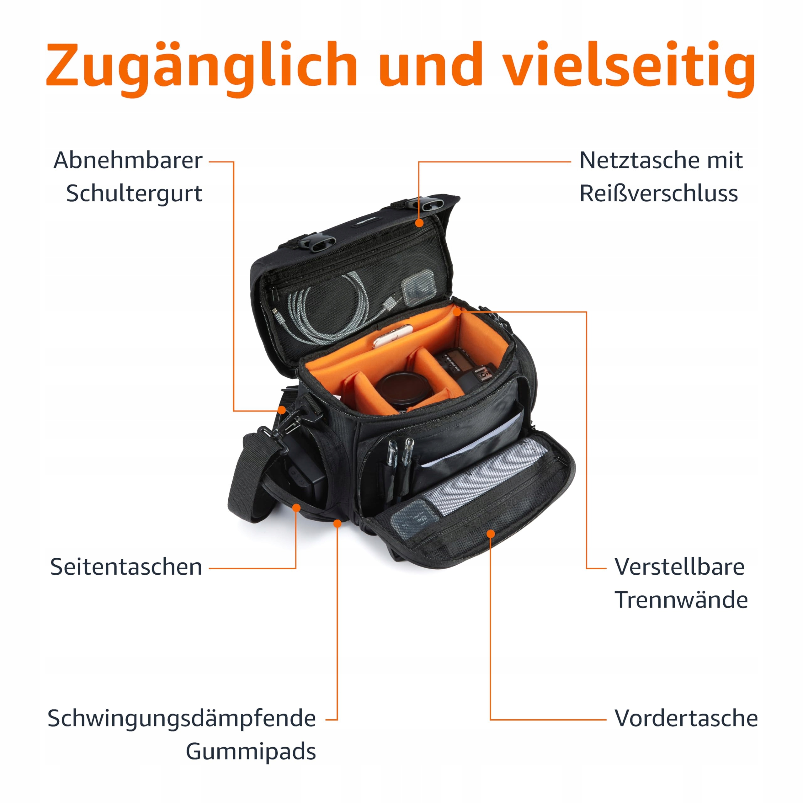 AMAZON BASICS Torba Na Lustrzankę I Akcesoria Duża Wodoodporna Czarna — miniatura 3