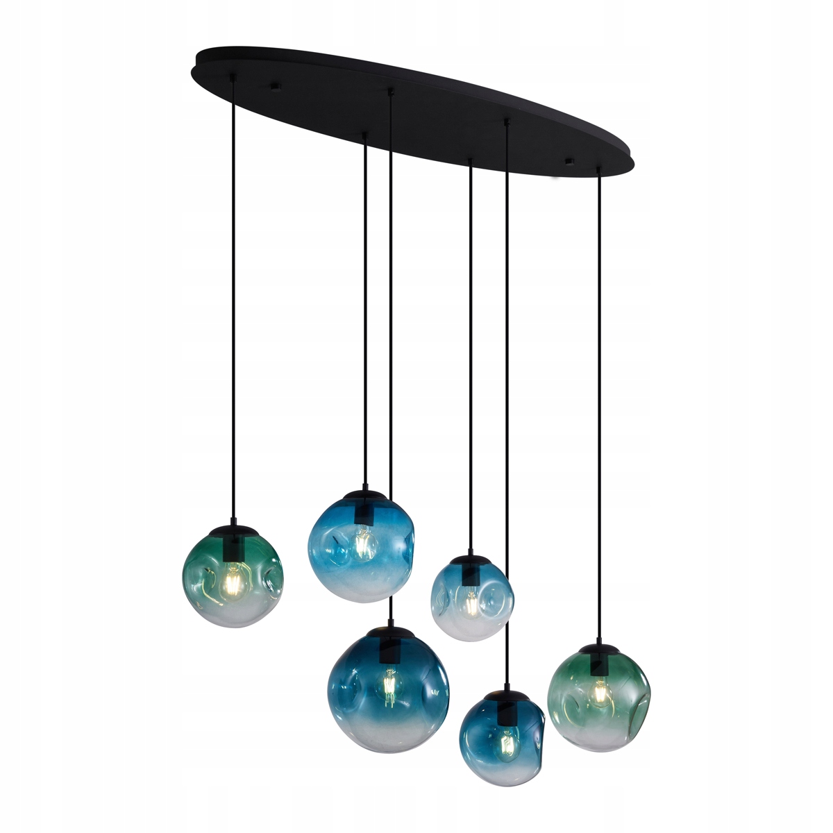 Lampa wisząca w stylu Art Deco czarna z owalną płytą sufitową i