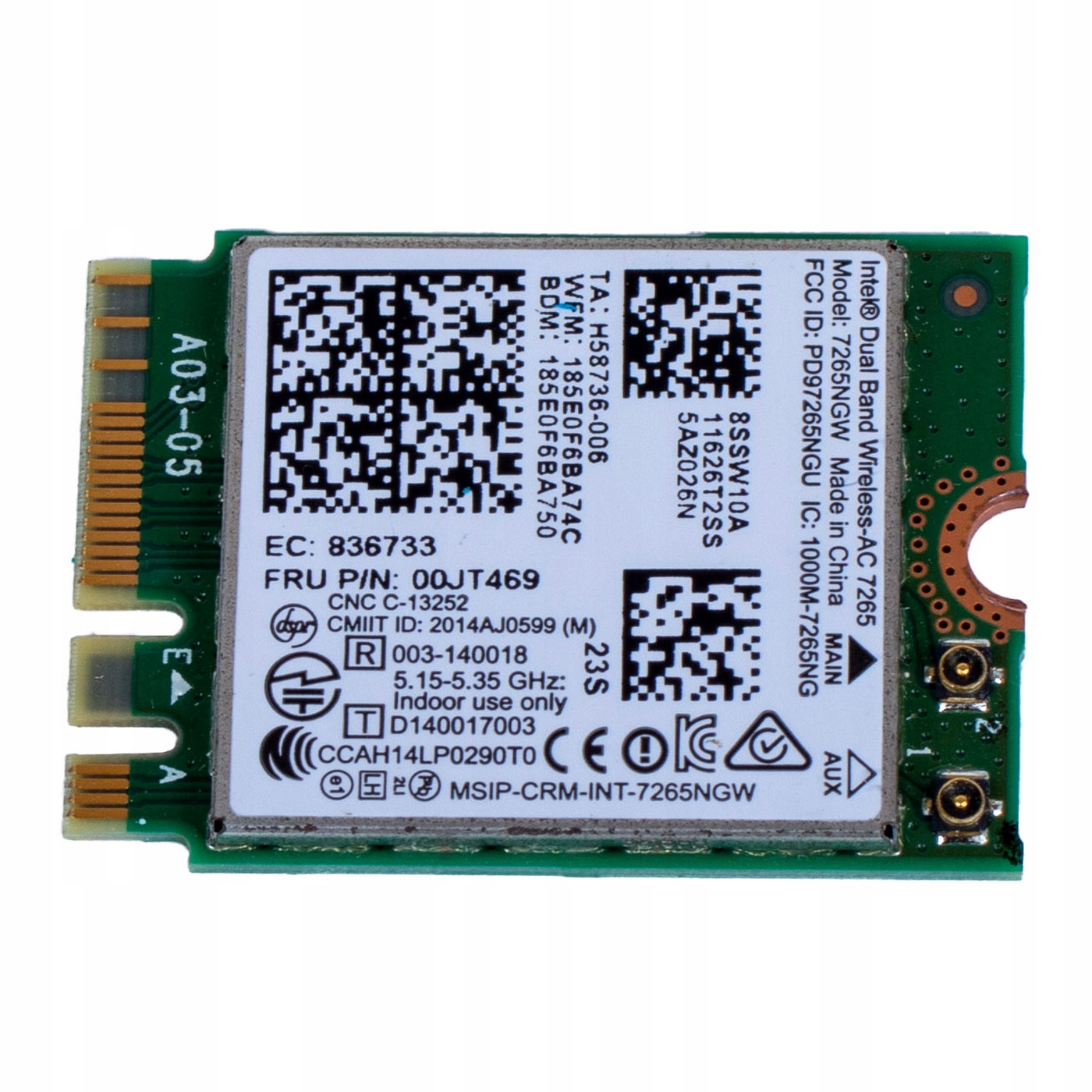 Moduł WiFi 7265 Lenovo X1 Carbon 3 Yoga 15 14 Producent Intel