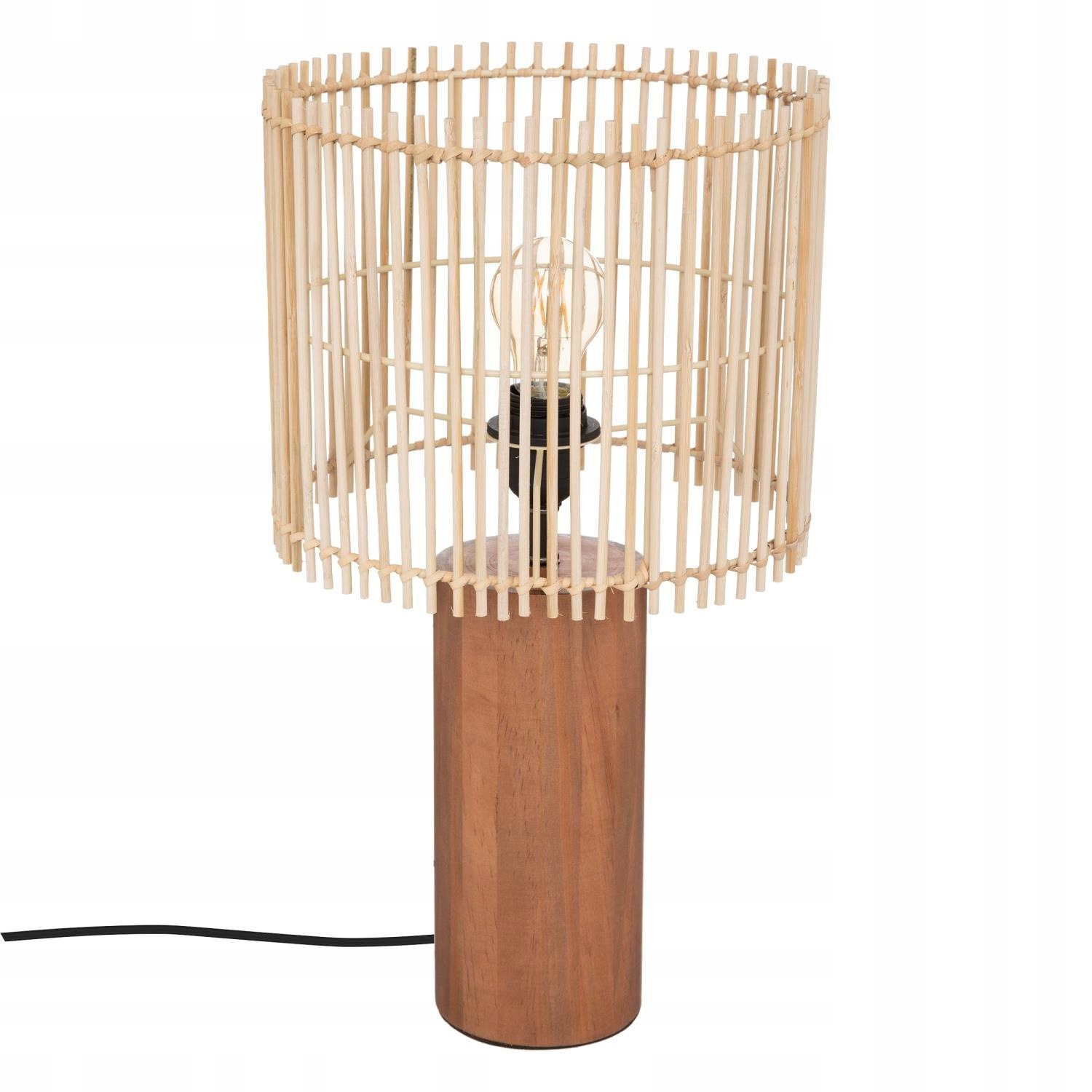 Stolní lampa Davys na dřevěném podstavci, 48 cm