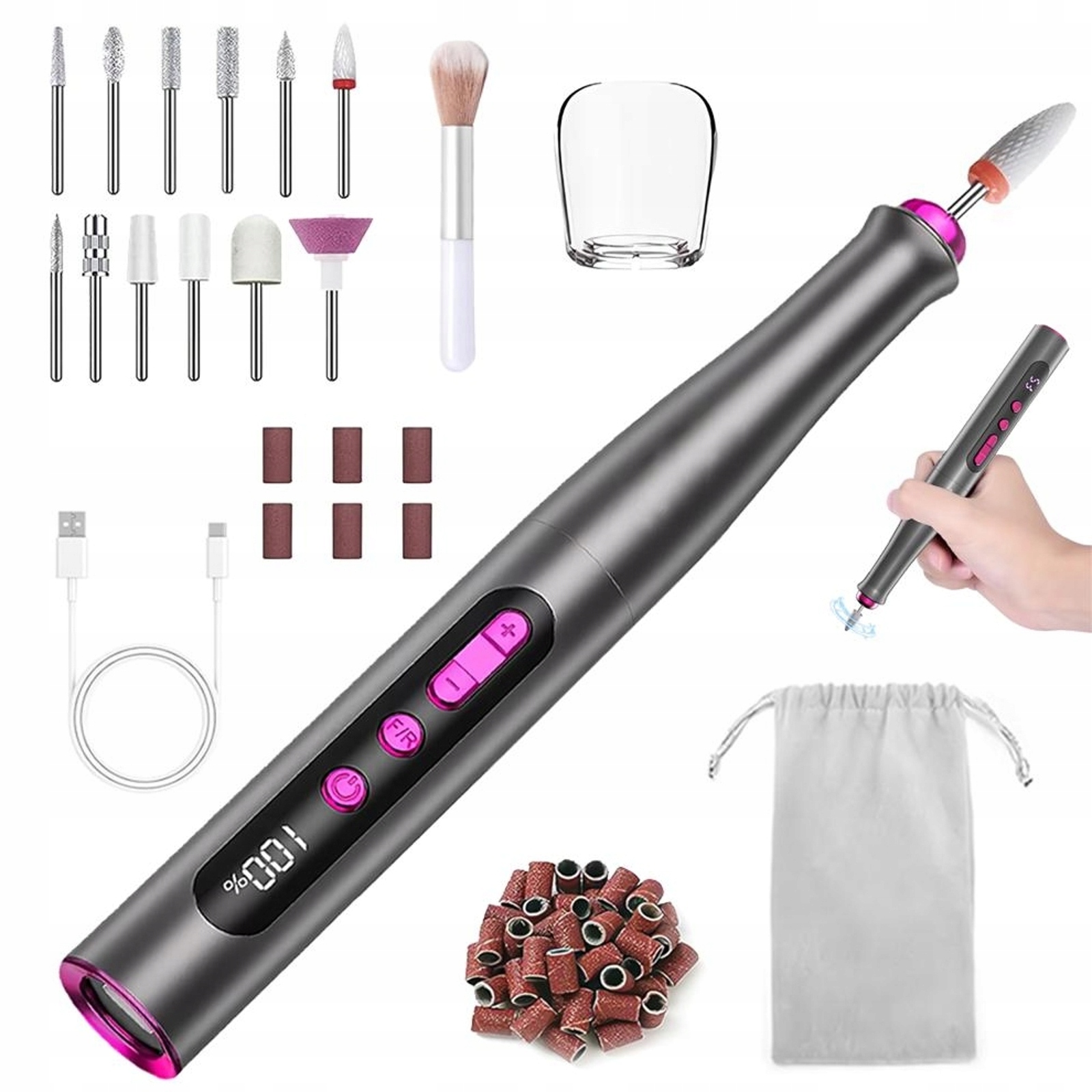 Pila Na Nehty S Digitálním Displejem, Regulace Rychlosti 0-35000 Ot/min