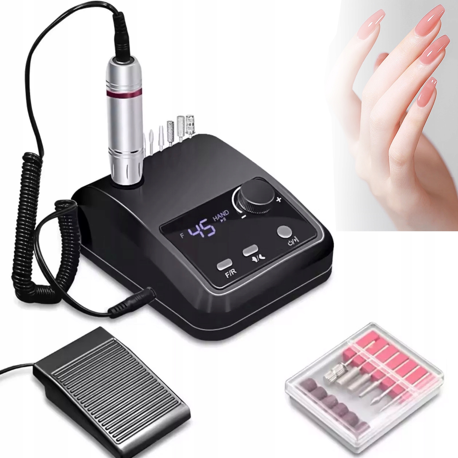 Frézka Na Nehty, Manikúra, Pedikúra, Sada Nůžek, Beauty 36W 45000RPM, Černá