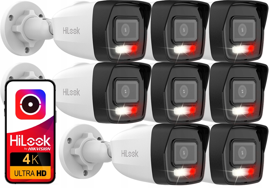 Sada Vonkajších Ip Kamier 8MPx 4K Hilook By Hikvision IPC-B180HA-LU x8