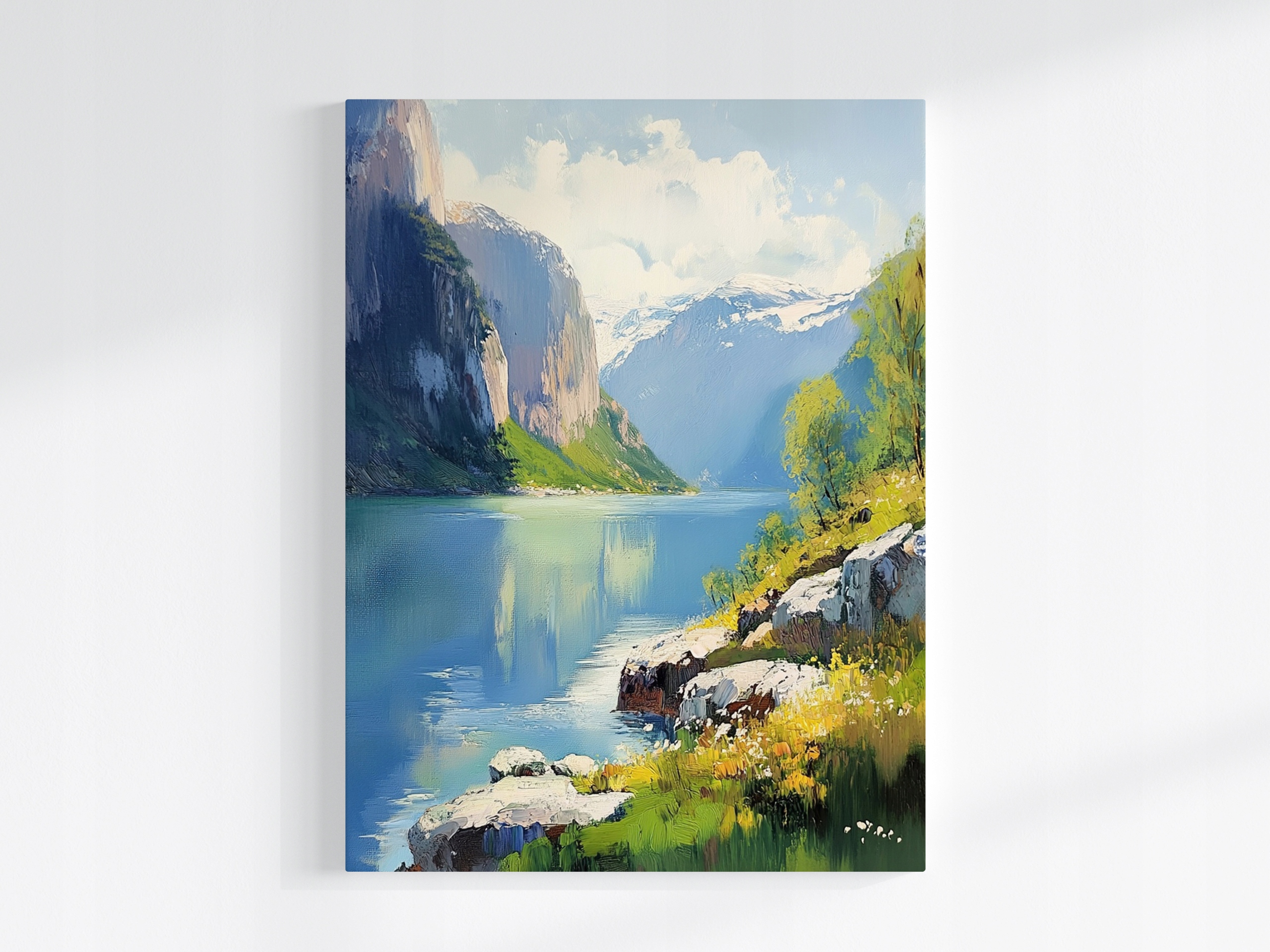 Obraz Na Plátně Canvas Skandinávie Norsko Fiord Hory Jezero 60x80