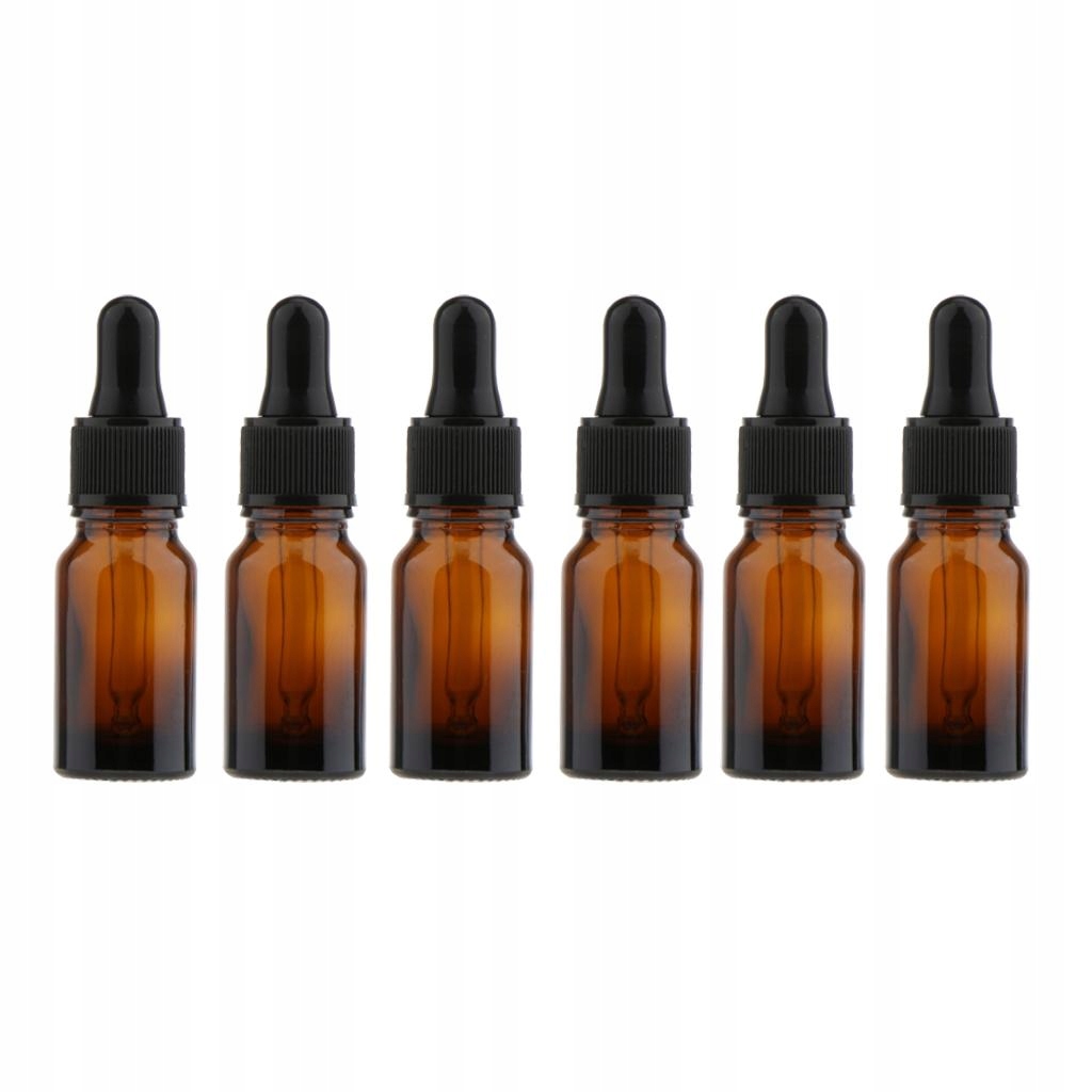 6x Zakraplacz do oczu z bursztynowego szkła o pojemności 10 ml