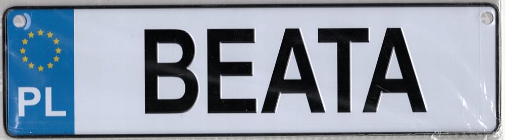 

Tablica Rejestracyjna Imienna metal Beata