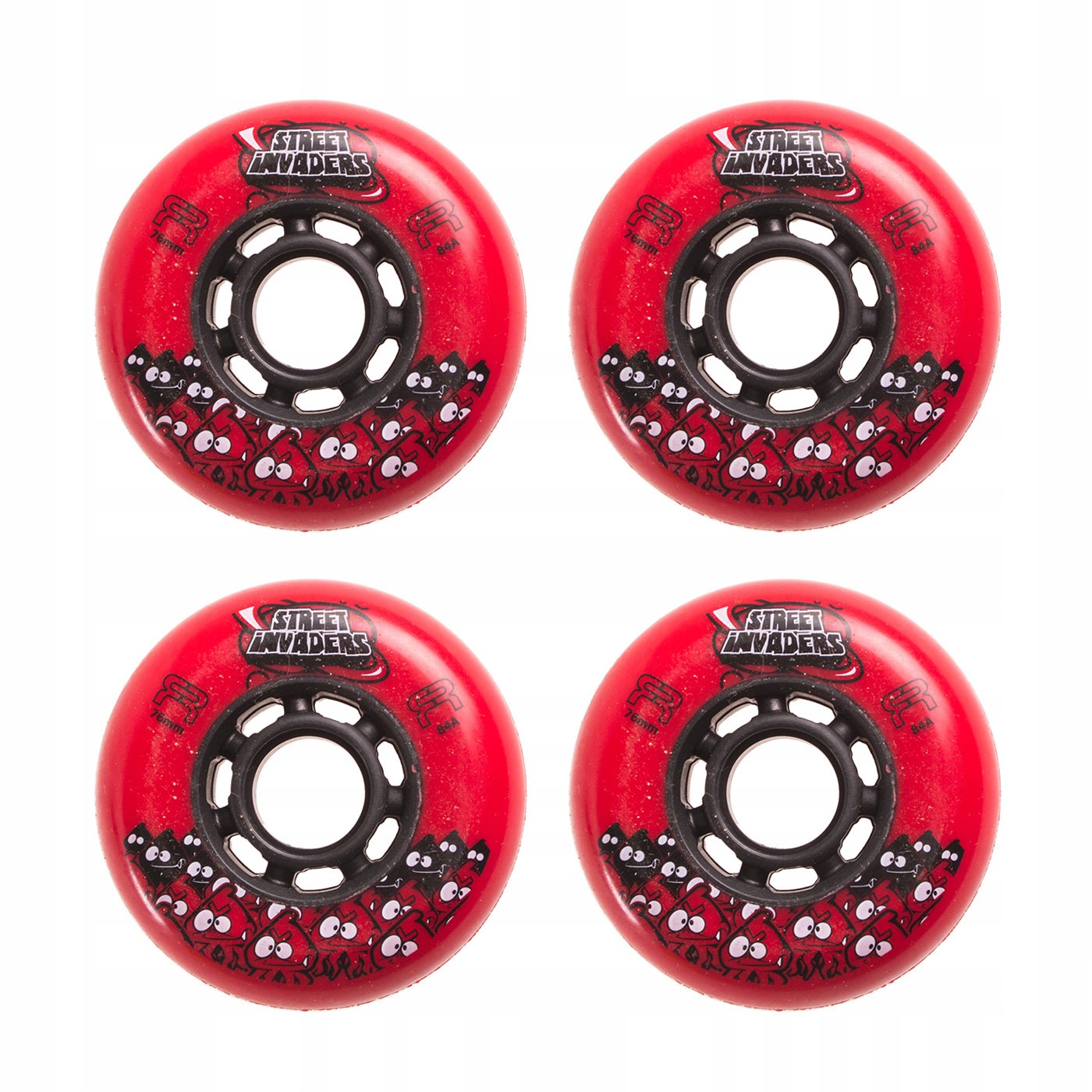 Kolečka pro kolečkové brusle Fr Street Invaders 76 mm/84A červená 4 kusy